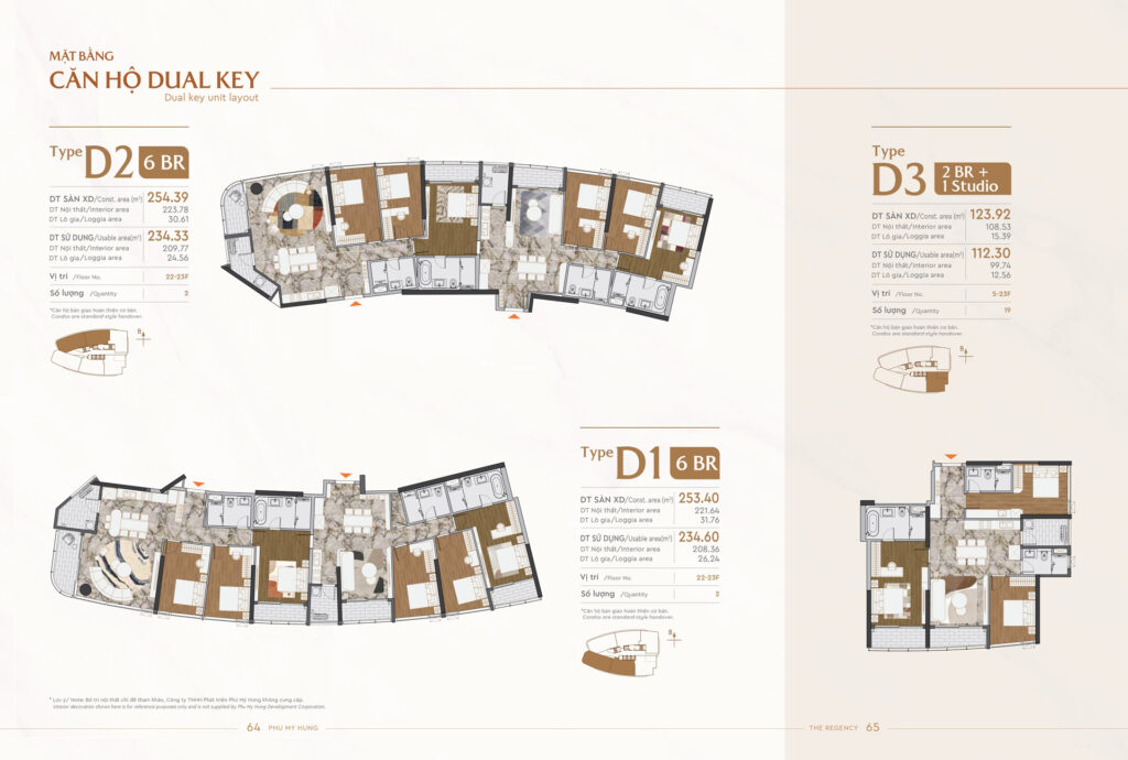Mặt bằng căn hộ Dual Keys The Regency Phú Mỹ Hưng