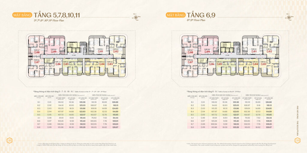 Mặt bằng tầng 5 đến tầng 11