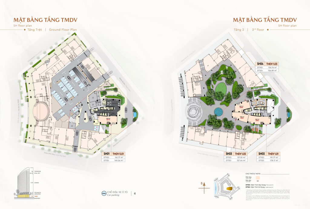 Mặt bằng tầng trệt và tầng 2 The Regency Phú Mỹ Hưng