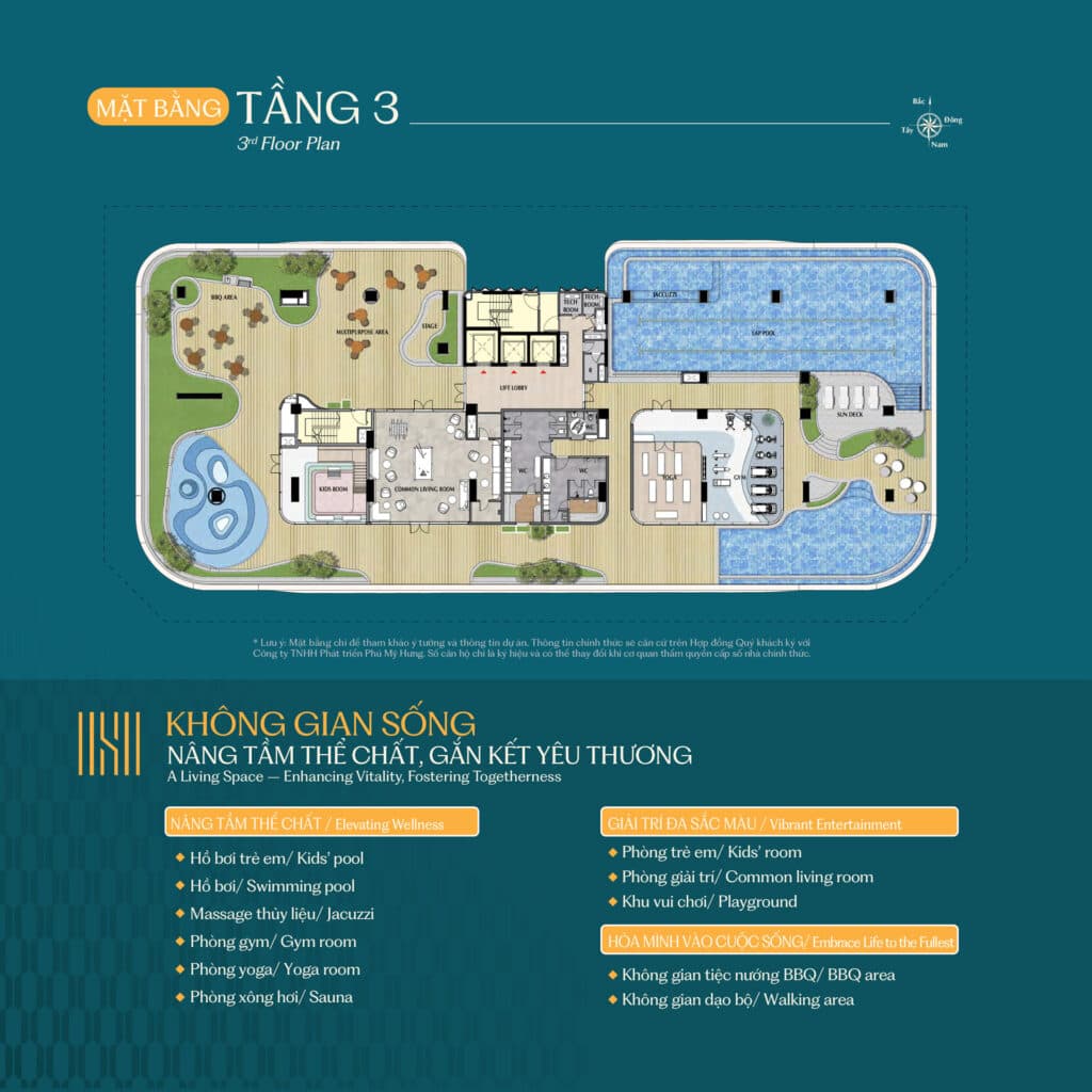 Mặt bằng tầng 3 - Tầng tiện ích