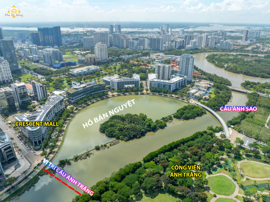 Vị trí cầu Ánh Trăng tại khu Hồ Bán Nguyệt