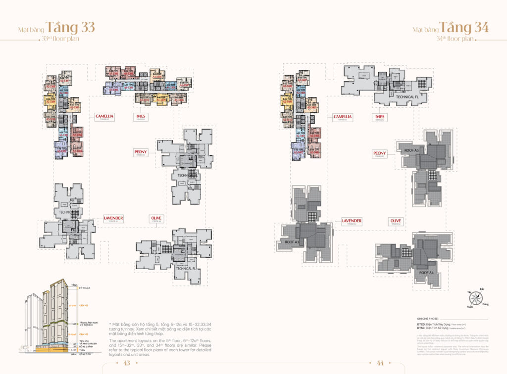 Mặt bằng tầng 33 & 34