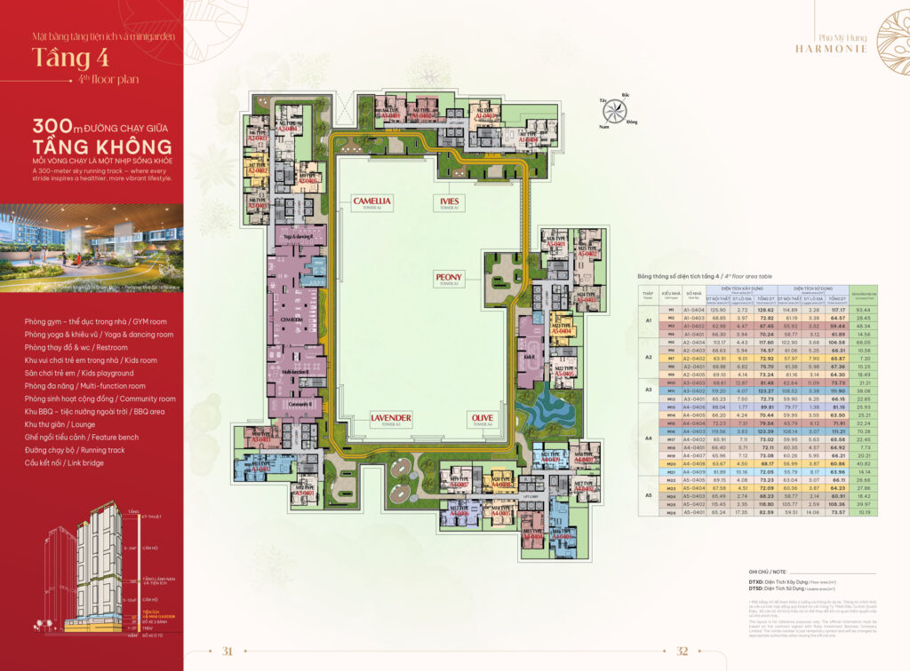 Mặt bằng tầng 4 - Tiện ích & Mini Garden