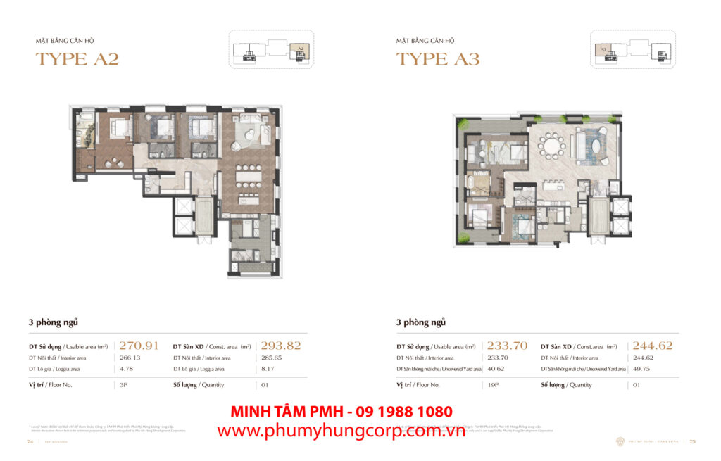 Kiểu nhà căn 3 phòng ngủ tại Casa Luna