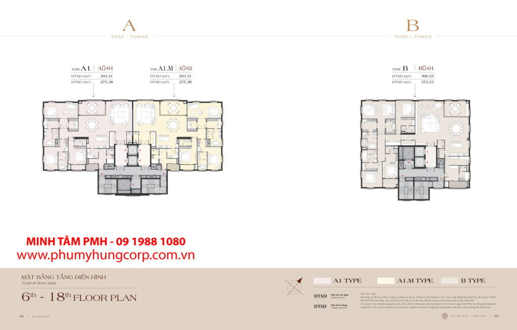 Mặt bằng Tầng điển hình (Tầng 6 đến Tầng 18)
