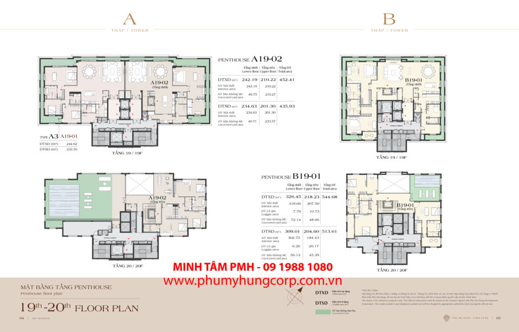 Mặt bằng Penthouse Casa Luna Phú Mỹ Hưng (Tầng 19 + Tầng 20)