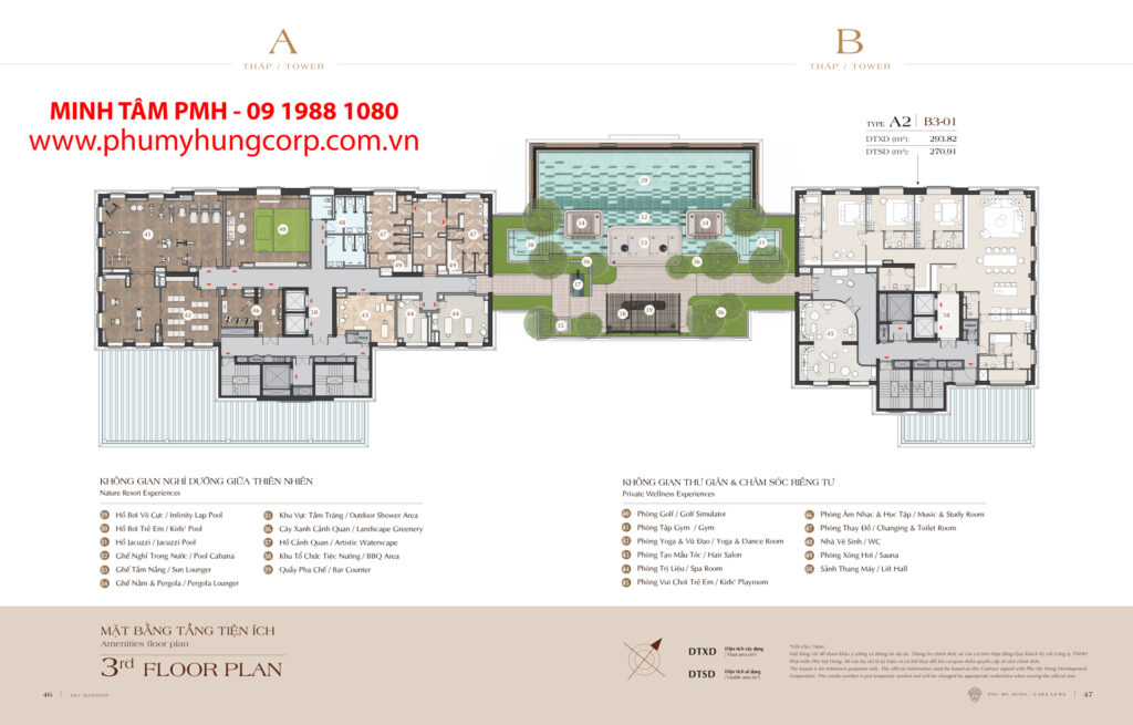 Mặt bằng Tầng 3 (Tầng tiện ích tại Casa Luna)
