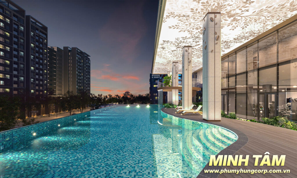 Hồ bơi tràn điện phân muối tại tầng 3