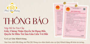 Thông báo về việc nộp hồ sơ xin cấp Sổ hồng (Giấy chứng nhận quyền sử dụng đất, quyền sở hữu tài sản gắn liền với đất)